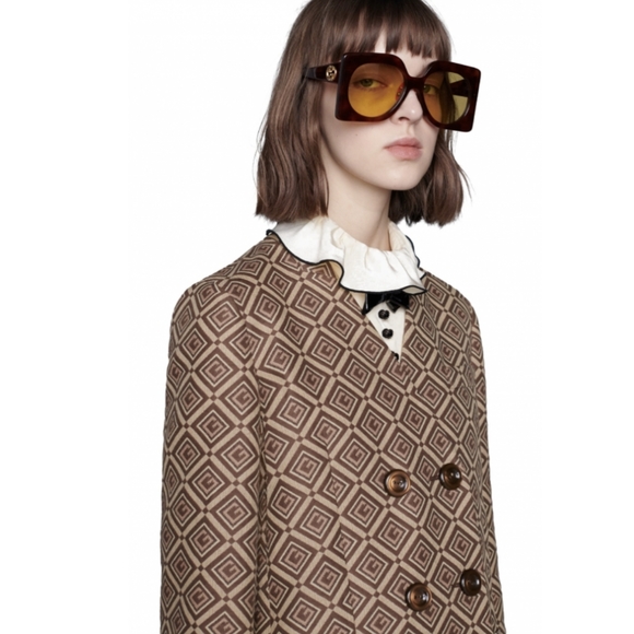 GUCCI GG0784S Oversized Retro Square Sunglasses Yellow Lens - Picture 16 of 16